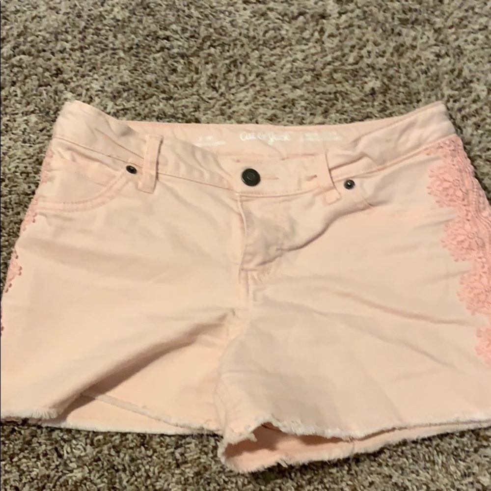 denim pink shorts